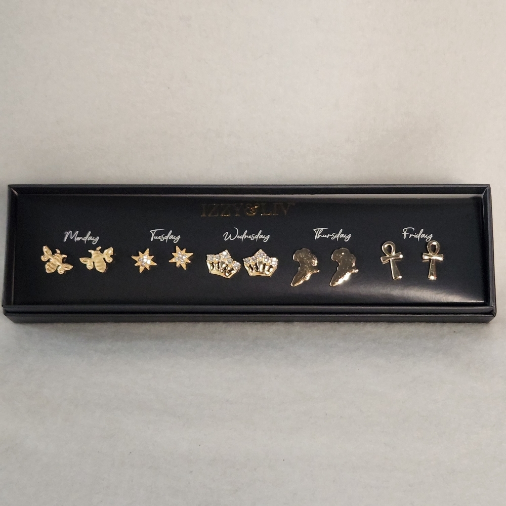 Izzy & Liv Queen Bee Butterfly 5 Piece Gold-Plated Stud Earring Set Versatile